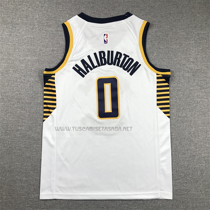 Camiseta Tyrese Haliburton NO 0 Nino Indiana Pacers Association 2022-23 Blanco